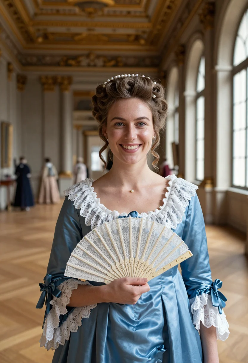 AI la grande mademoiselle sample — portrait of a woman, chest-up near-frontal portrait of a Fre