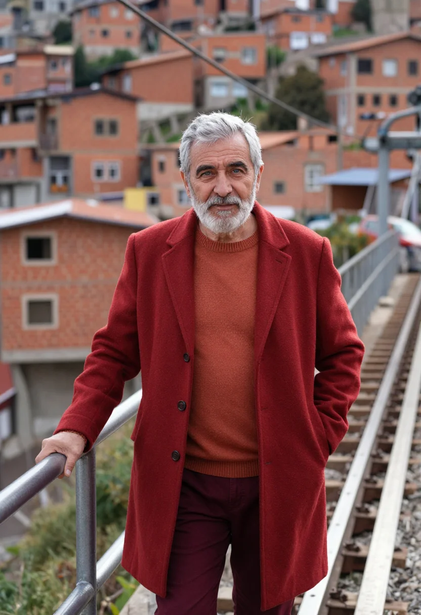 AI la paz urban planner cable car red brick canyon sample — portrait of a man, a Bolivian urban planner of German descen
