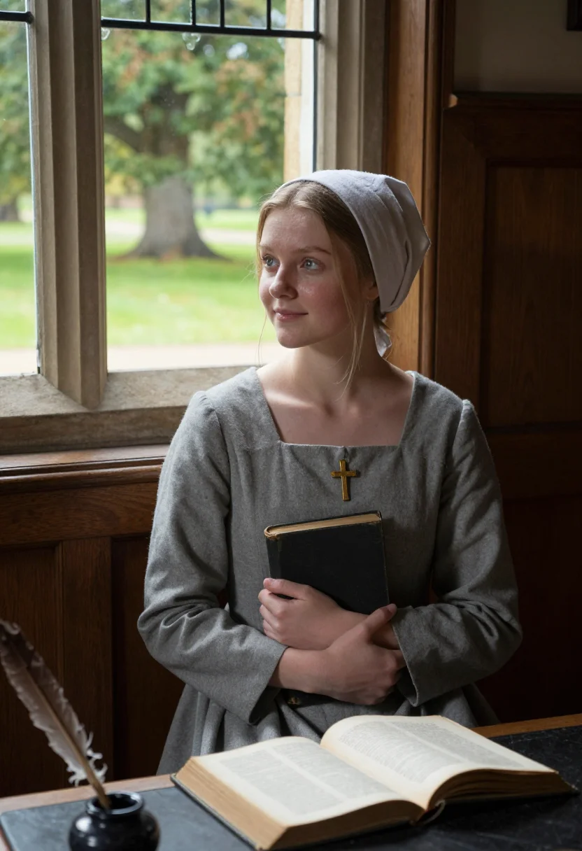 AI lady jane grey sample — portrait of a woman, chest-up portrait of a slight English g