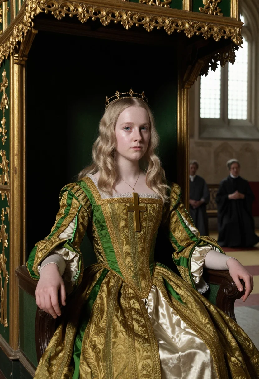 AI lady jane grey sample — portrait of a woman, chest-up portrait of a slight English g
