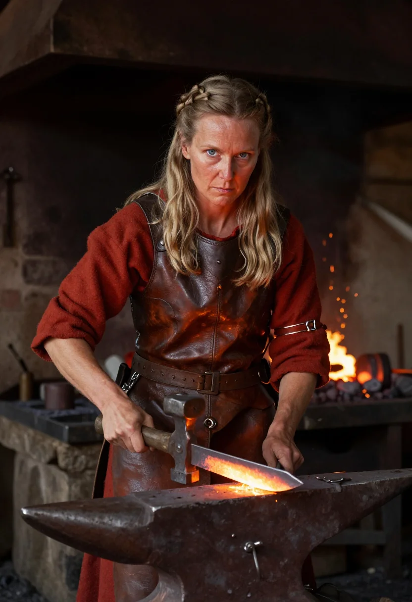 AI lagertha sample — portrait of a woman, chest-up portrait of a Northern-Europea