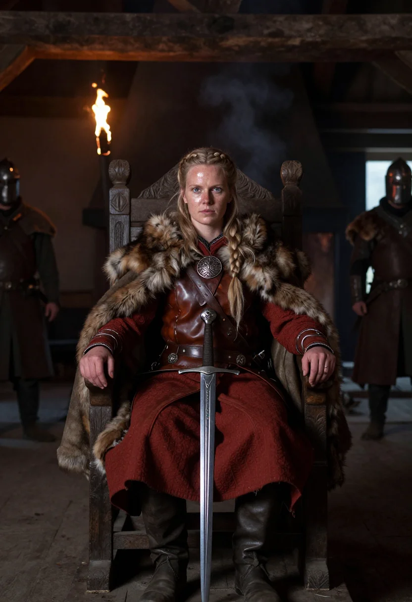 AI lagertha sample — portrait of a woman, three-quarter-length portrait of a Nort