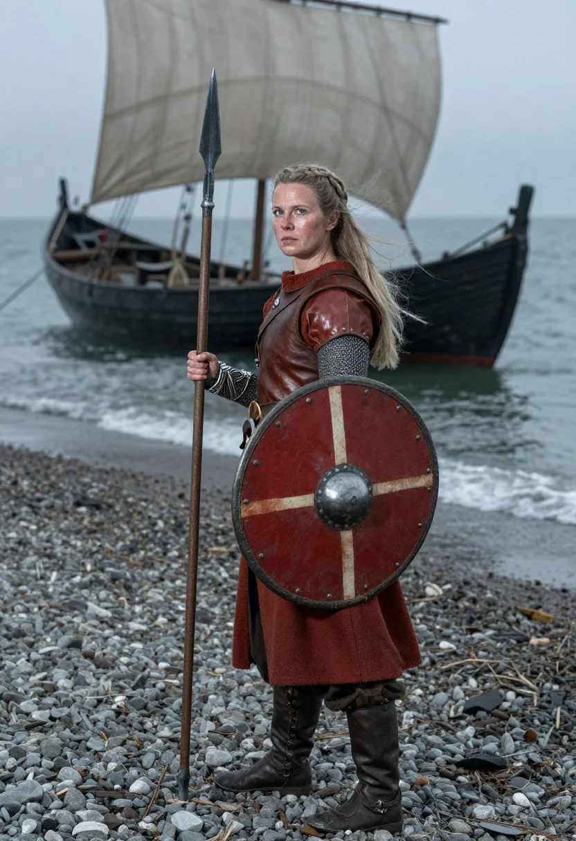 AI lagertha sample — portrait of a woman, three-quarter-length portrait of a Nort