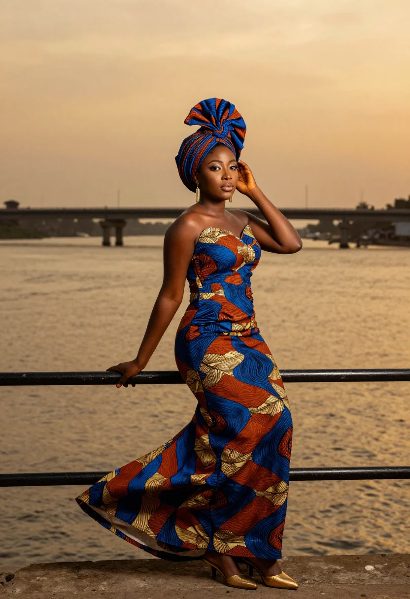AI lagos fw sample — portrait of a woman, half-length portrait of a Nigerian woma