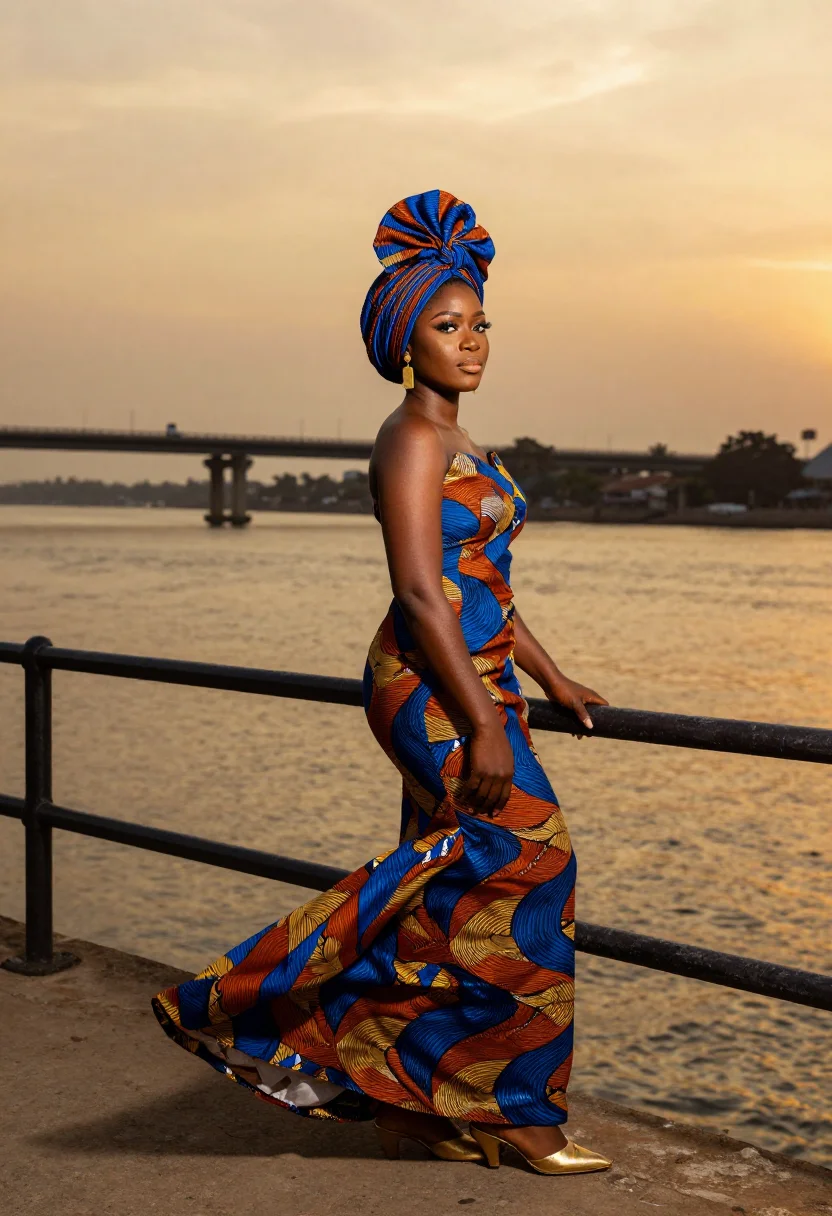 AI lagos fw sample — portrait of a woman, full-length portrait of a Nigerian woma
