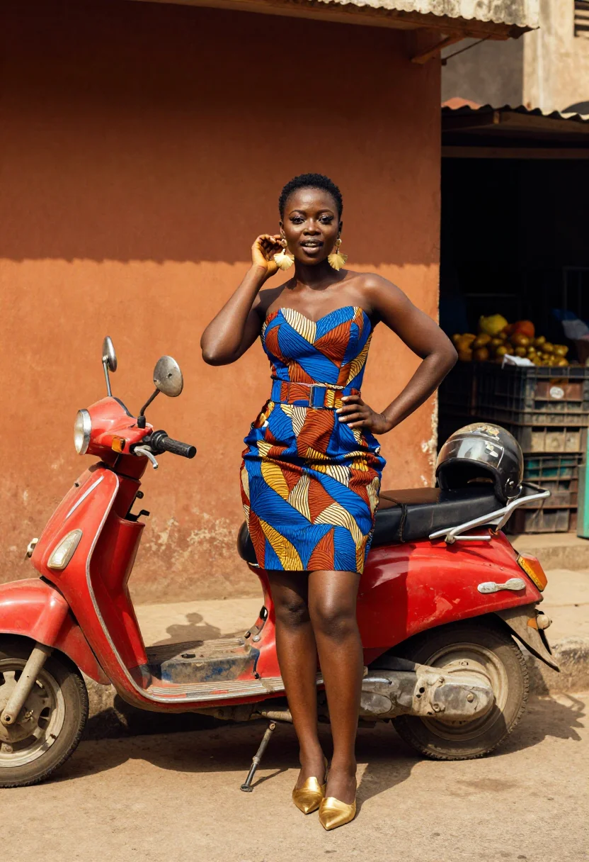 AI lagos fw sample — portrait of a woman, three-quarter-length portrait of a Nige