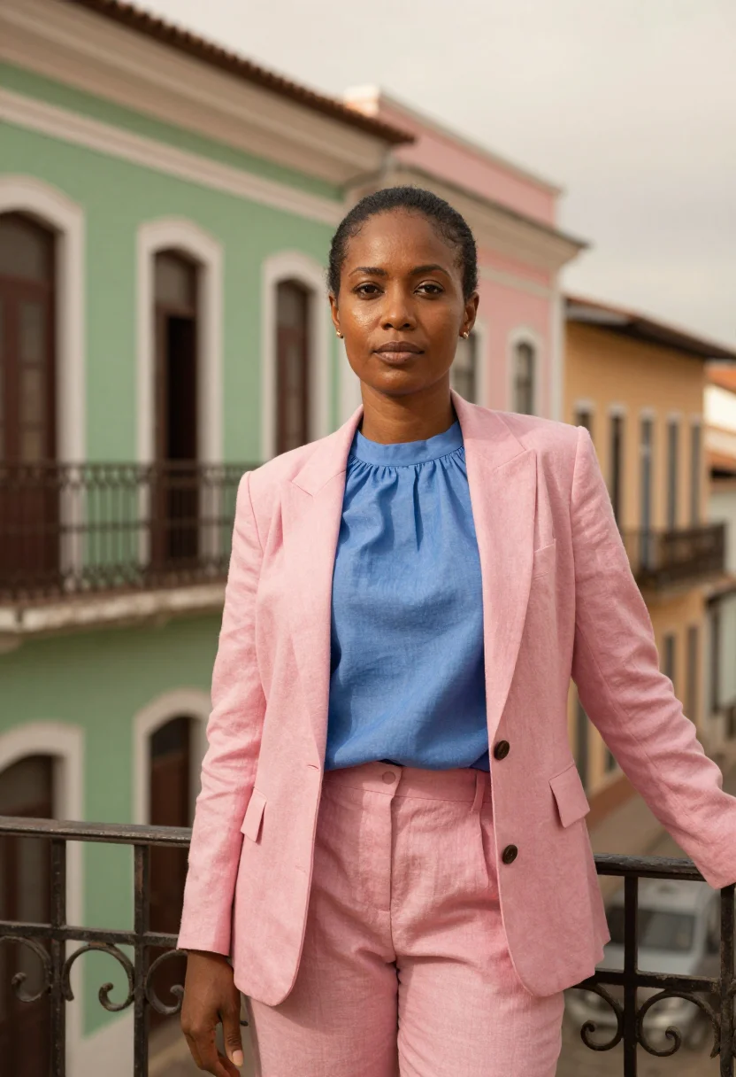 AI lagos island fashion designer brazilian quarter palette sample — portrait of a woman, an Itsekiri fashion designer in her mid