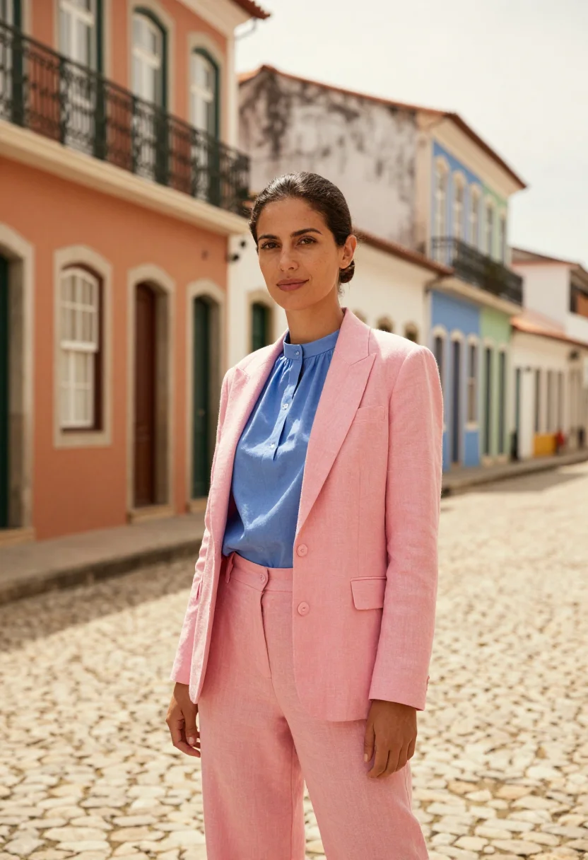 AI lagos island fashion designer brazilian quarter palette sample — portrait of a woman, a Portuguese fashion designer in her ea