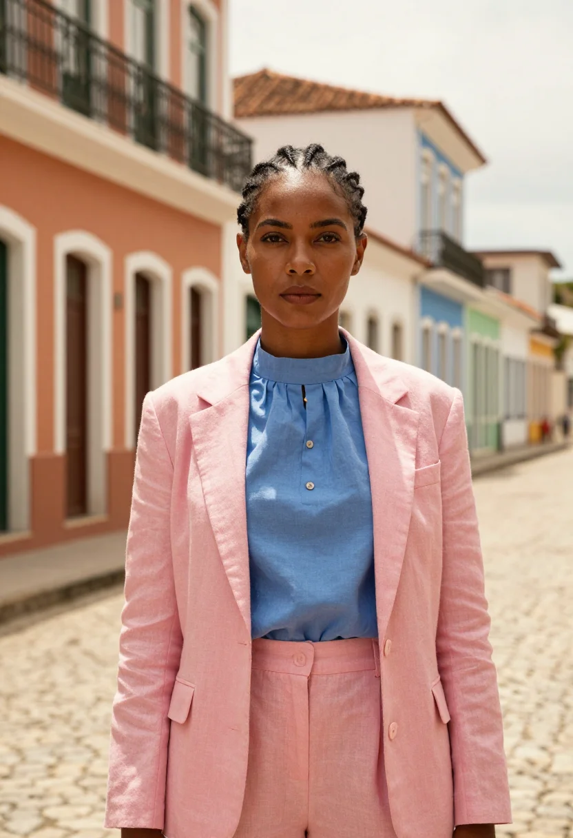 AI lagos island fashion designer brazilian quarter palette sample — portrait of a woman, an Igbo fashion designer in her mid-thi