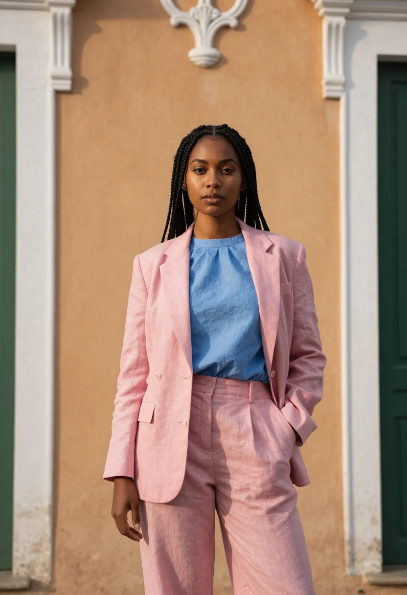 AI lagos island fashion designer brazilian quarter palette sample — portrait of a woman, an Igbo fashion designer in her late tw
