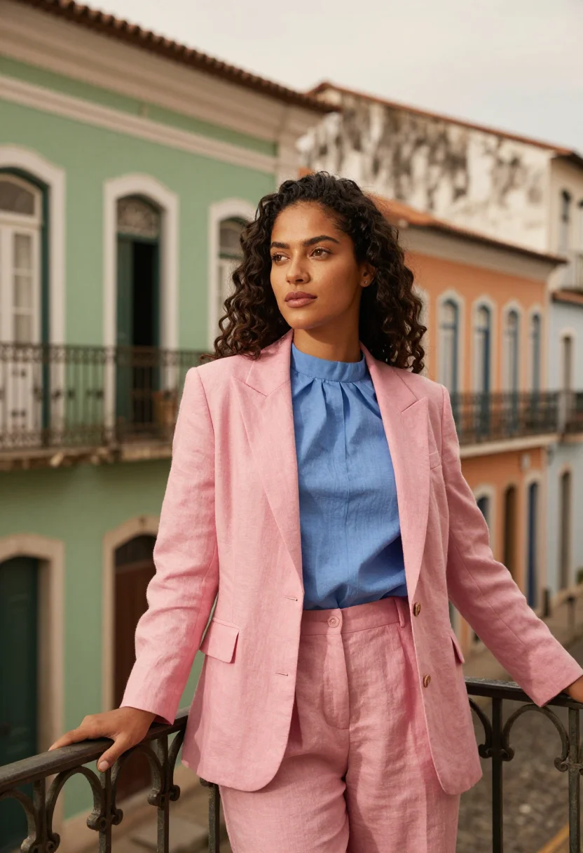 AI lagos island fashion designer brazilian quarter palette sample — portrait of a woman, a Brazilian fashion designer in her ear