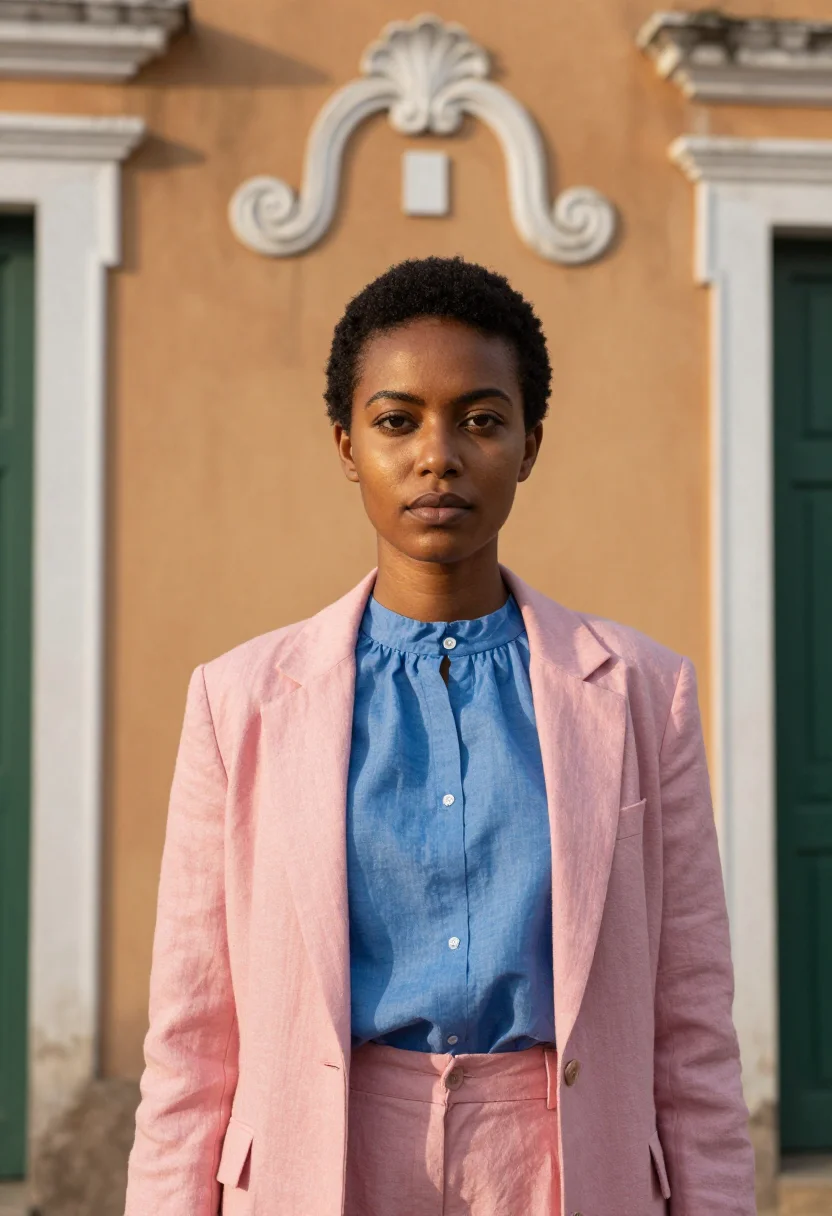 AI lagos island fashion designer brazilian quarter palette sample — portrait of a woman, a Yoruba fashion designer in her early