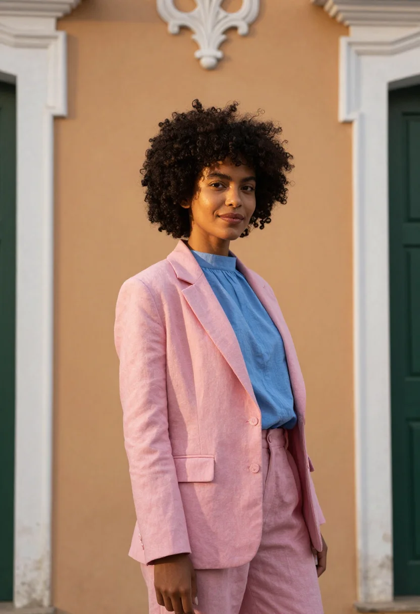 AI lagos island fashion designer brazilian quarter palette sample — portrait of a woman, an Afro-Brazilian Nigerian fashion desi