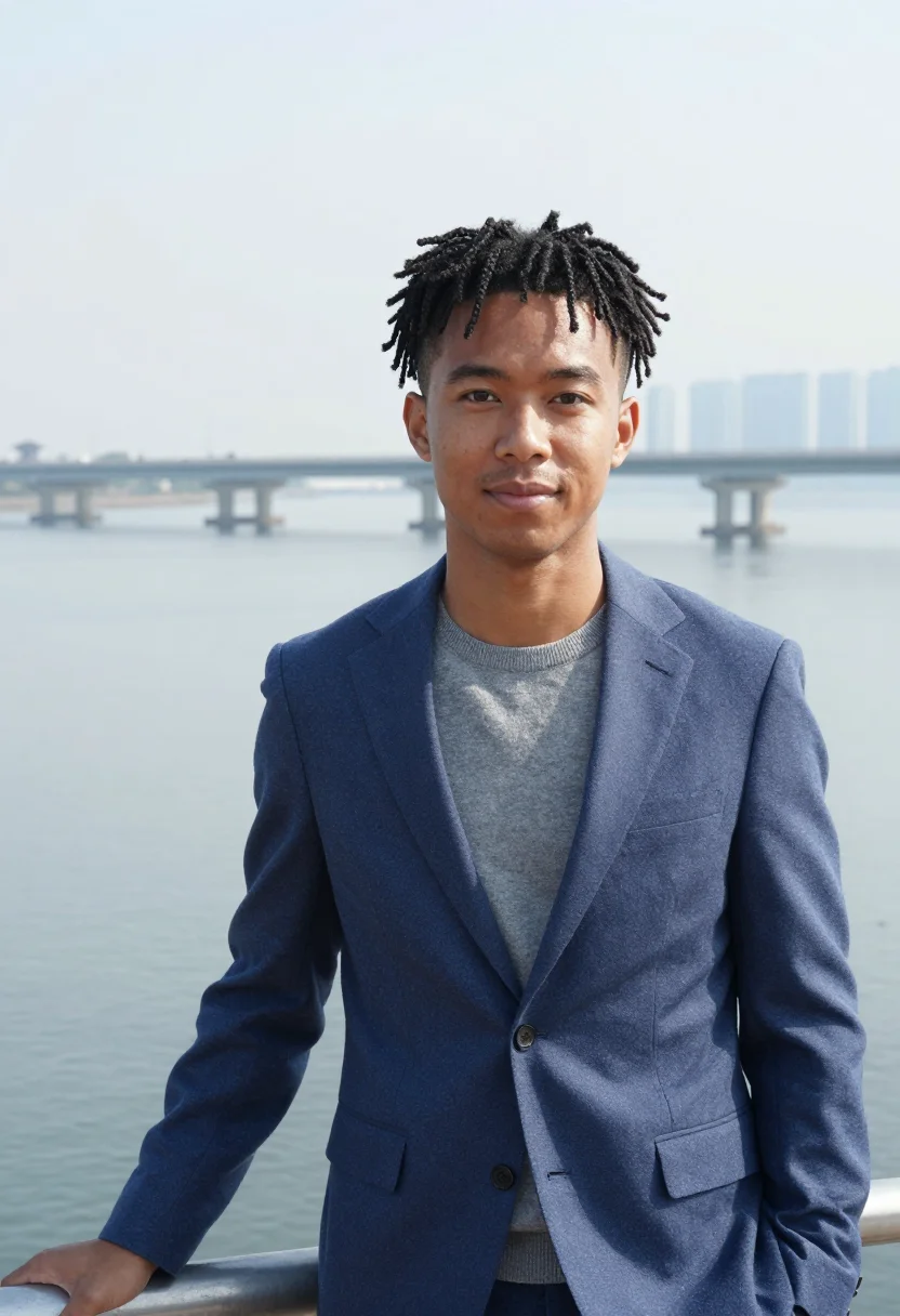 AI lagos tech founder yaba lagoon glass sample — portrait of a man, an Edo tech founder in his early thirties