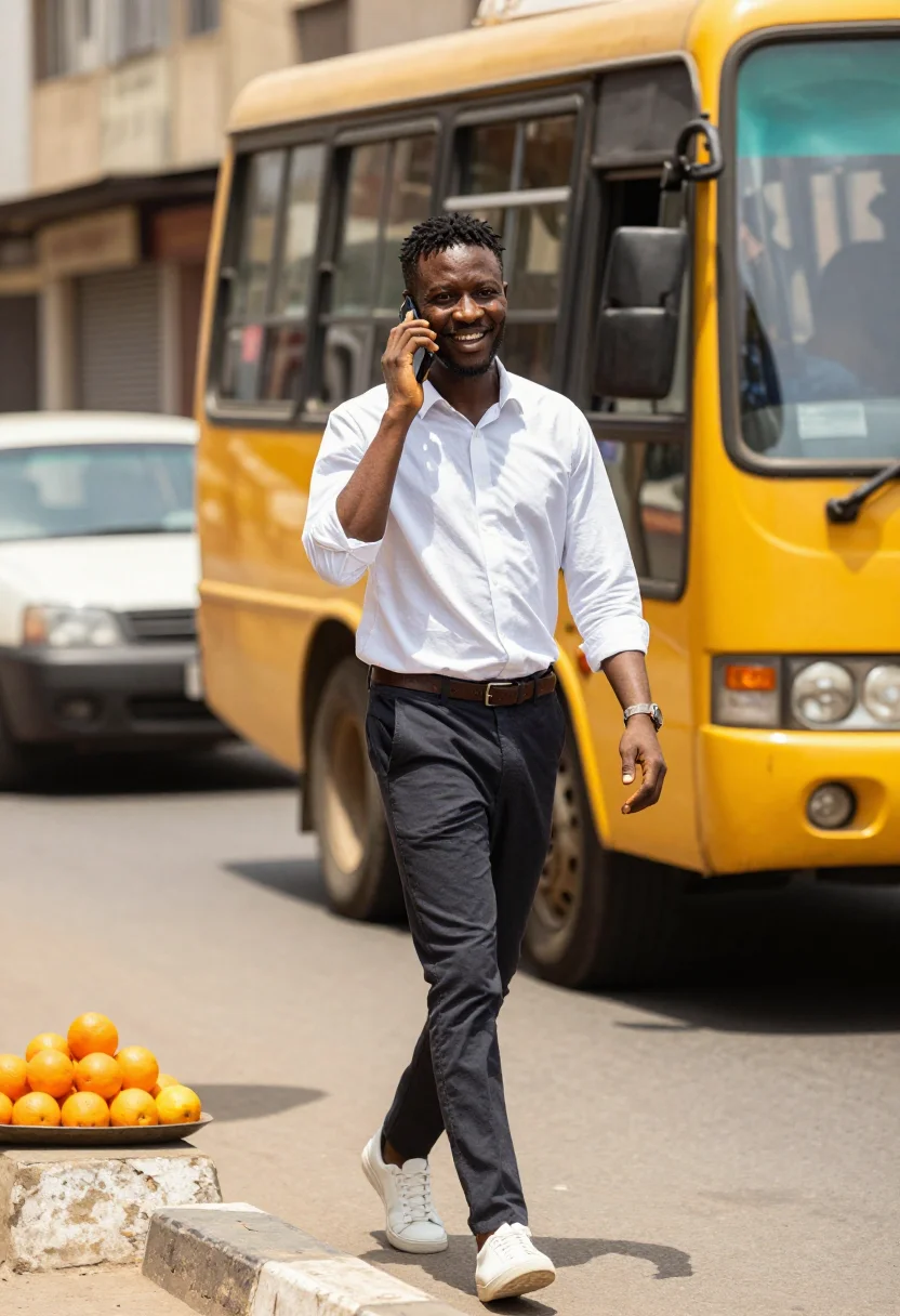 AI lagos tech sample — portrait of a founder, portrait from mid-thigh up of a Niger