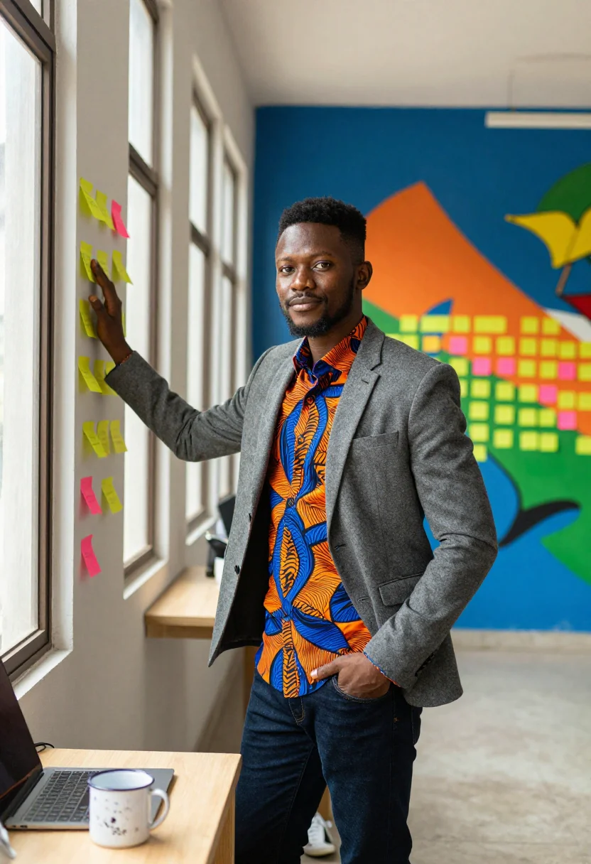 AI lagos tech sample — portrait of a founder, three-quarter-length portrait of a Ni