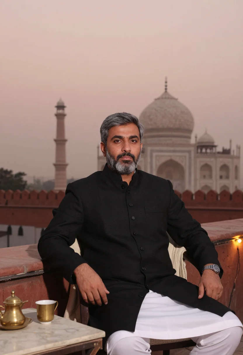 AI lahore business sample — portrait of a man, dusk portrait of a Pakistani man with war
