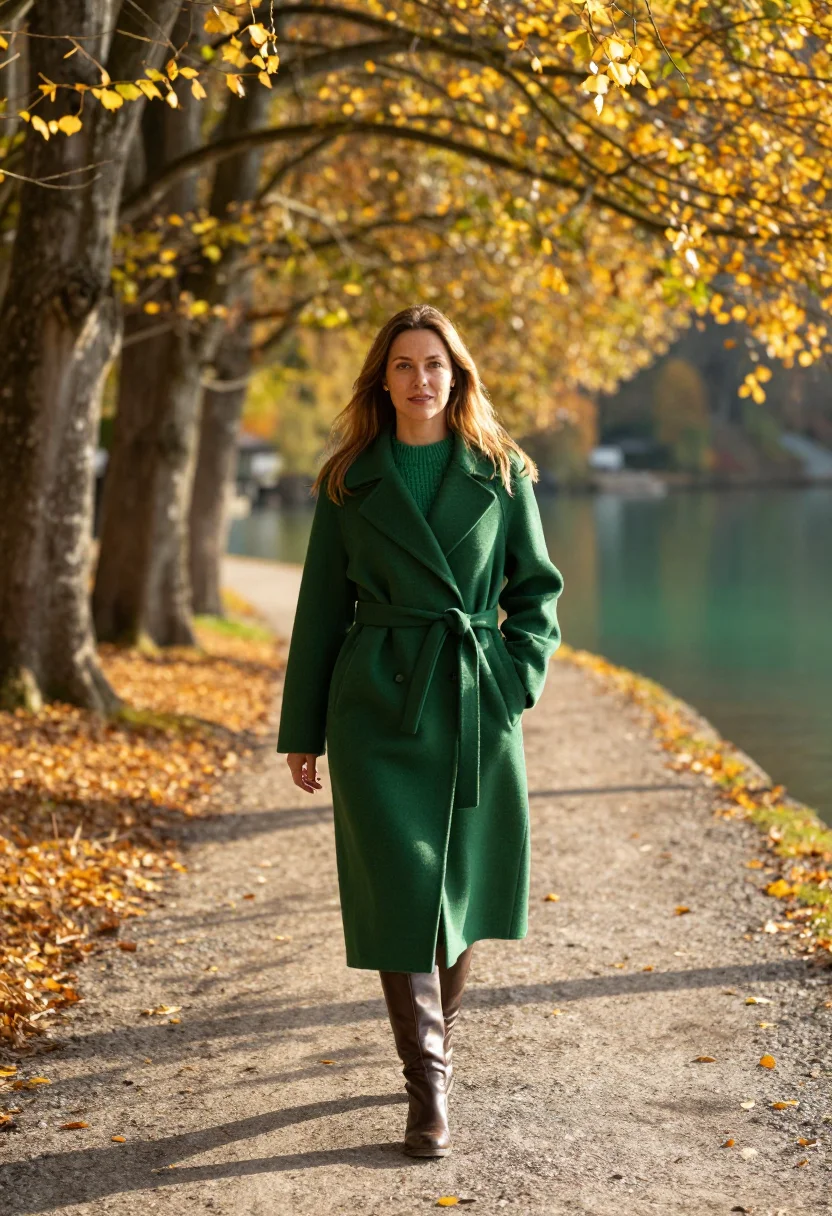AI lake bled emerald gold sample — portrait of a woman, framed full-length from the boots to ju