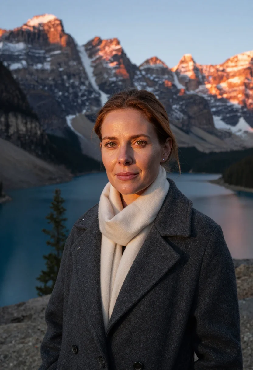 AI lake louise sample — portrait of a woman, head-and-shoulders portrait of a Wester