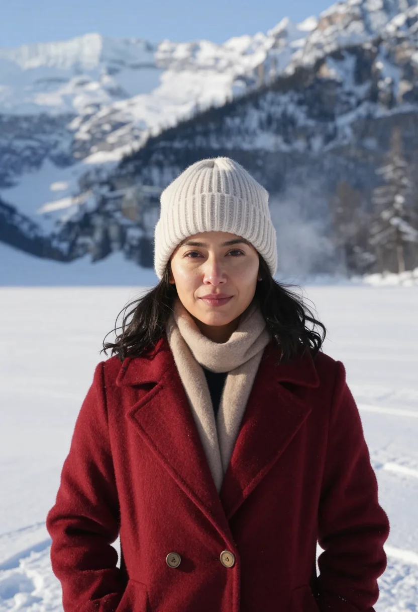AI lake louise sample — portrait of a woman, head-and-shoulders portrait of a Latina