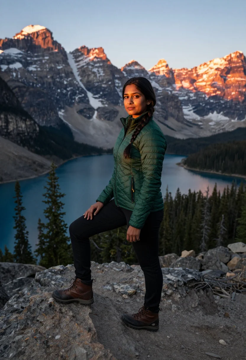 AI lake louise sample — portrait of a woman, three-quarter-length portrait of a Sout