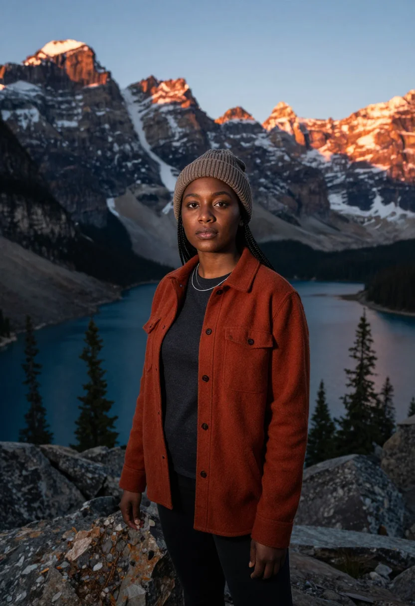 AI lake louise sample — portrait of a woman, half-length three-quarter portrait of a