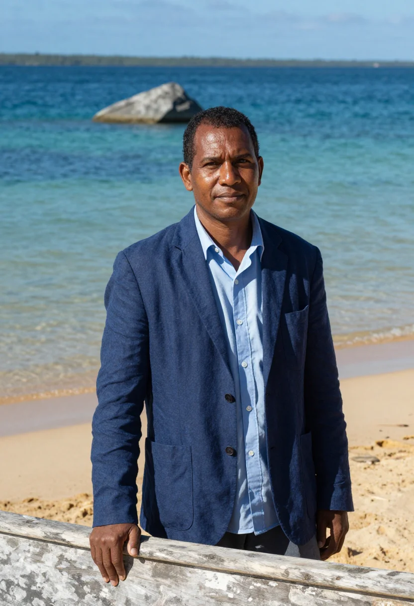 AI lake malawi limnologist lake of stars blue sample — portrait of a man, a Tonga limnologist in his late thirties