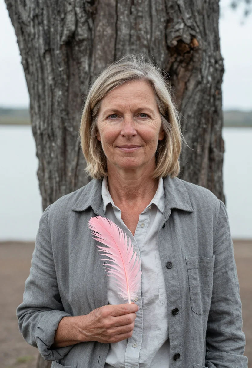 AI lake nakuru ornithologist flamingo pink sample — portrait of a woman, a British ornithologist in her late for