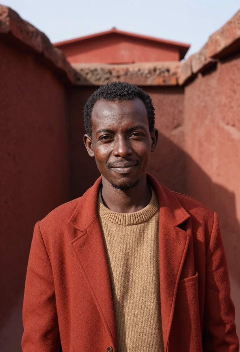 AI lalibela archaeologist rock church red sample — portrait of a man, an Eritrean archaeologist in his mid-thir