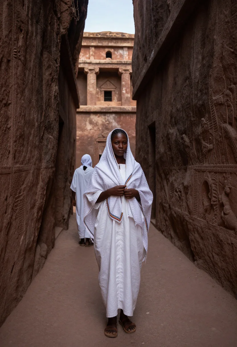 AI lalibela sample — portrait of a woman, half-length wide portrait of an Ethiopi