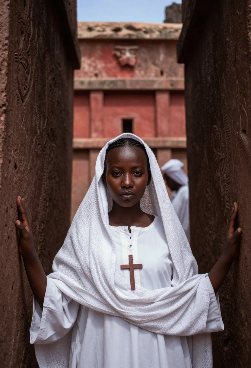 AI lalibela sample — portrait of a woman, chest-up portrait of an Ethiopian woman