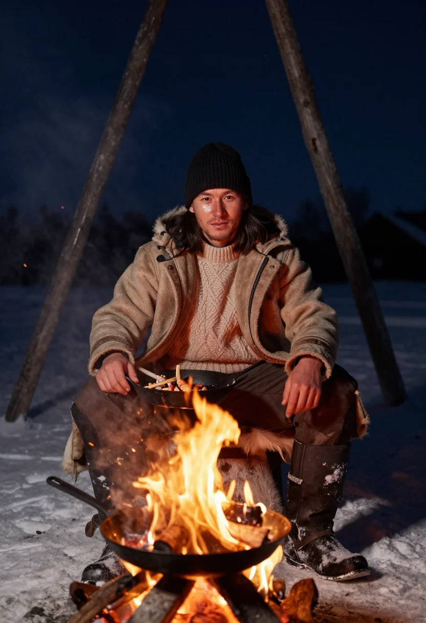 AI lapland husky sample — portrait of a man, full-length portrait of a Sámi man with w