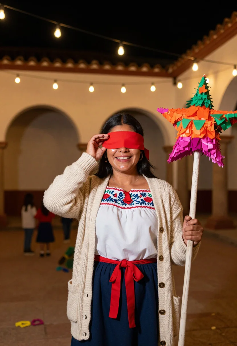 AI las posadas sample — portrait of a woman, half-length portrait of a Mexican woman
