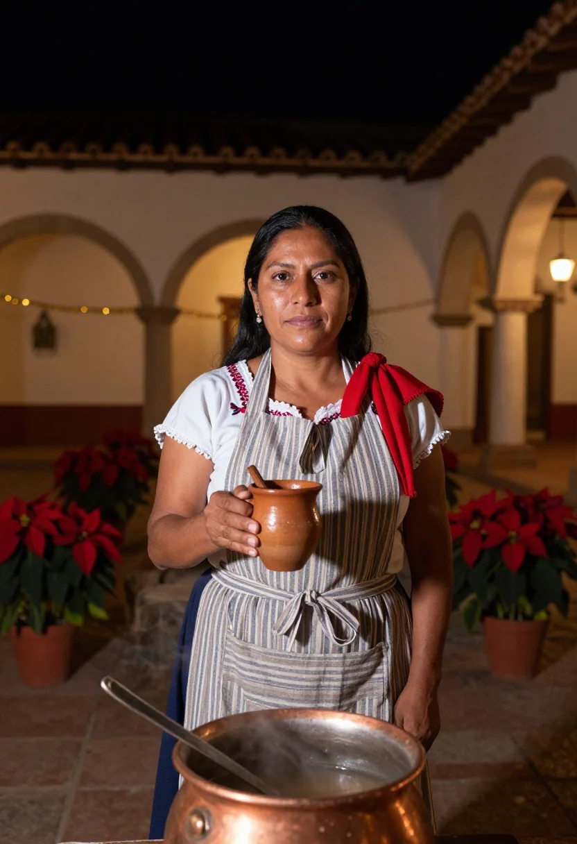 AI las posadas sample — portrait of a woman, half-length portrait of a Mexican woman