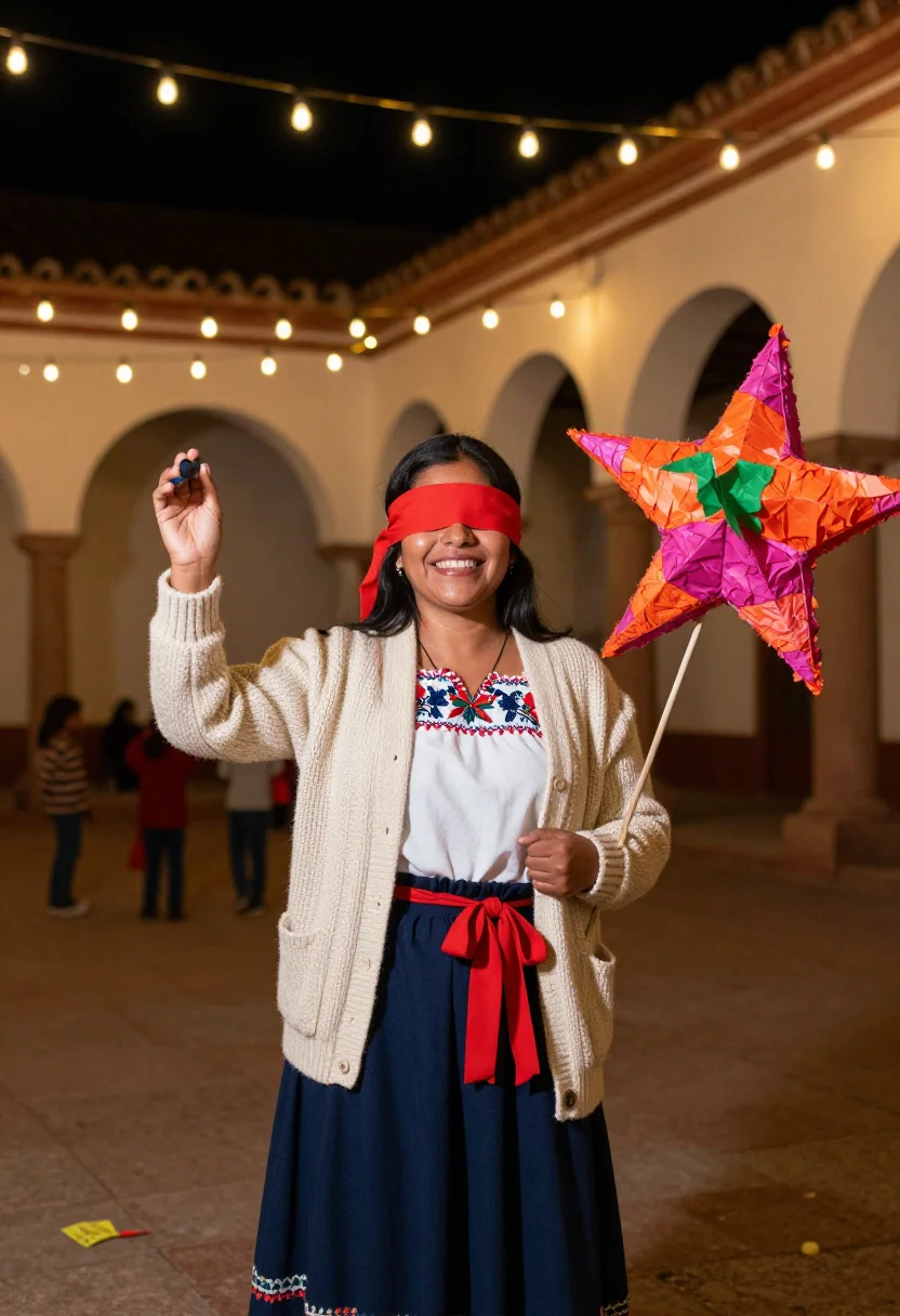 AI las posadas sample — portrait of a woman, three-quarter-length portrait of a Mexi