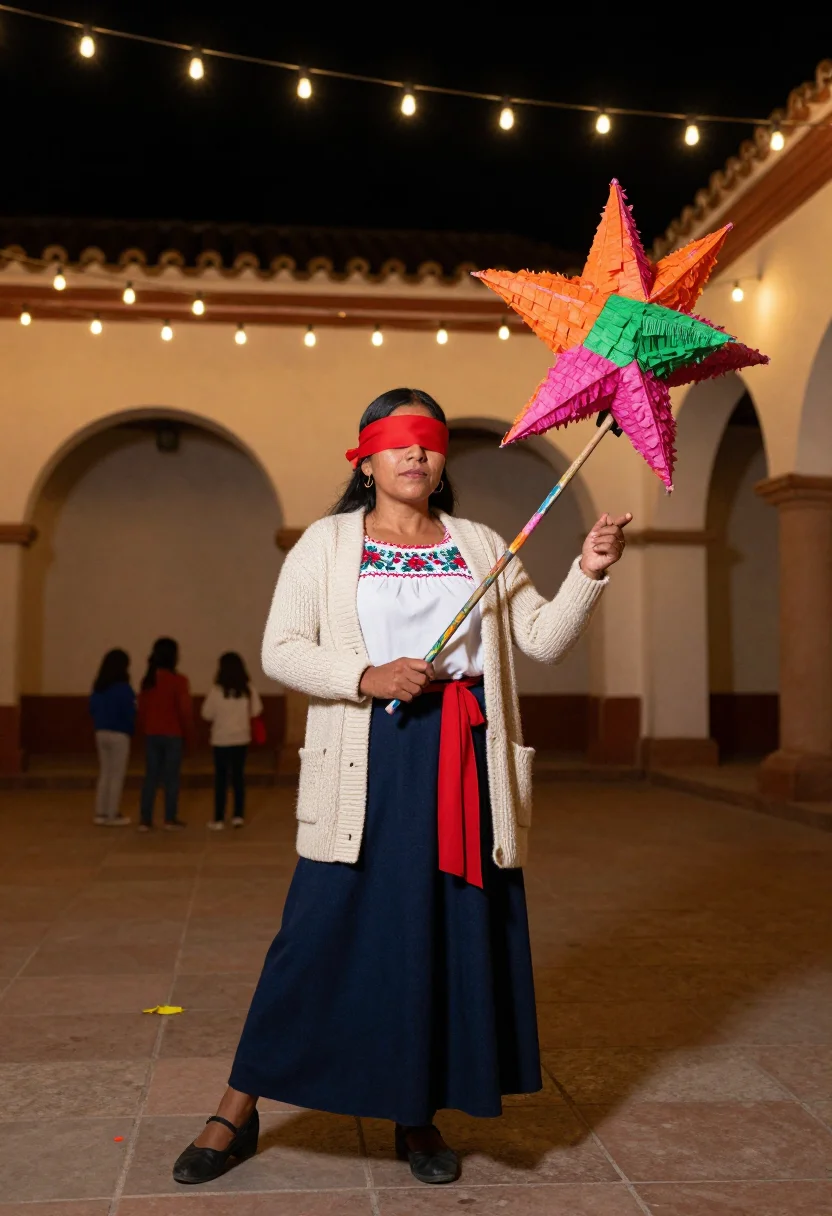 AI las posadas sample — portrait of a woman, full-length portrait of a Mexican woman