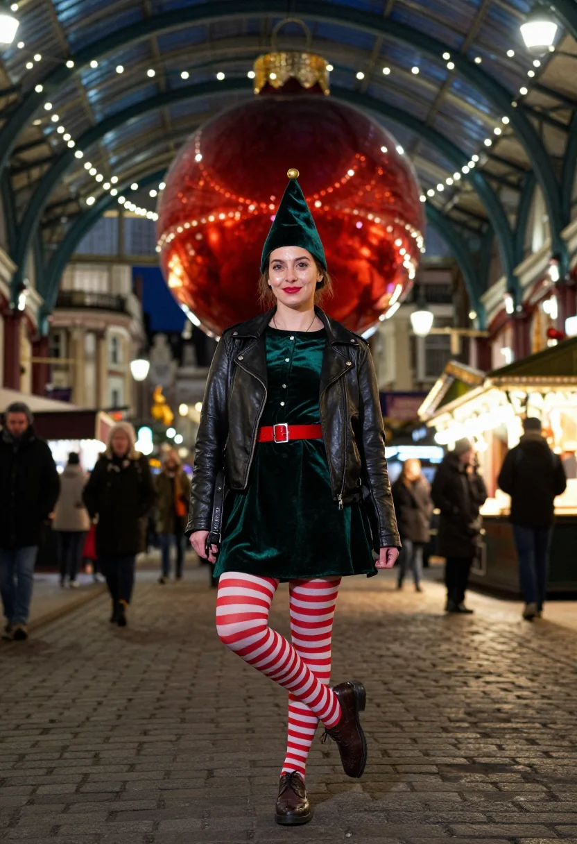 AI last christmas covent garden sample — portrait of a woman, full-length low-angle portrait of a Wes