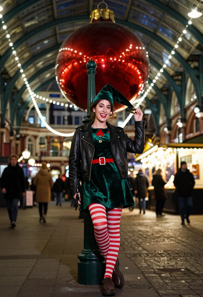 AI last christmas covent garden sample — portrait of a woman, full-length low-angle portrait of a Wes