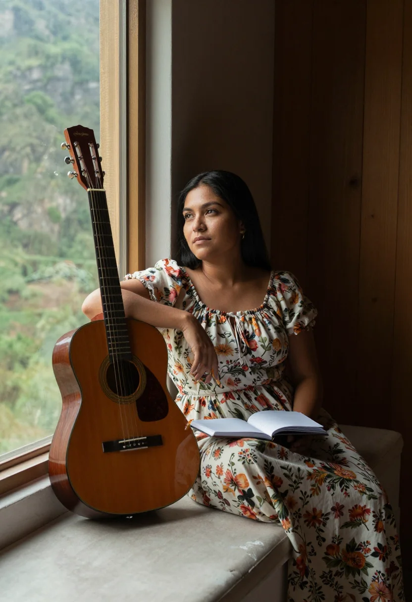 AI laurel canyon sample — portrait of a woman, half-length portrait, camera a little a