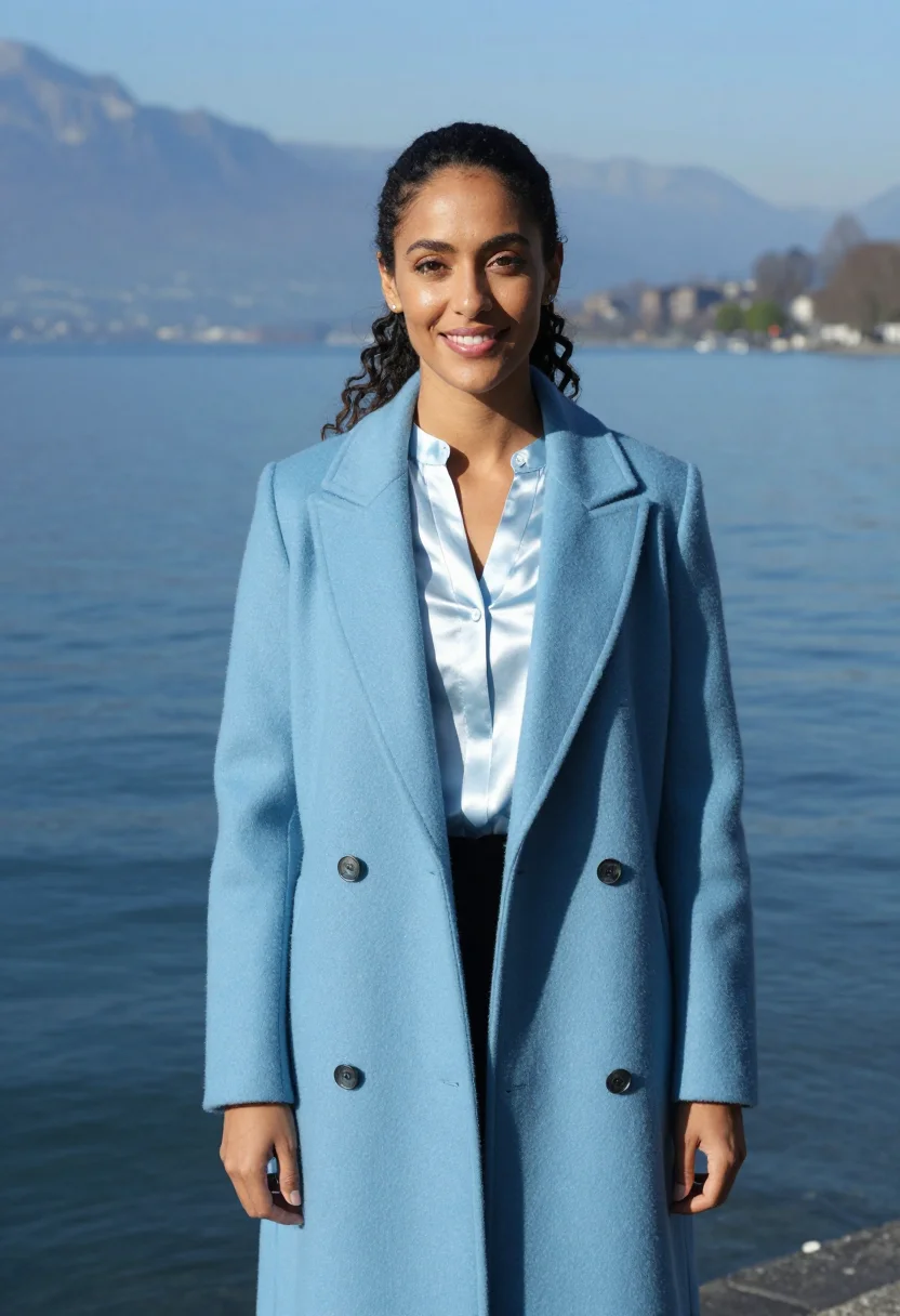 AI lausanne sports executive leman blue sample — portrait of a woman, a sports executive in her mid-thirties