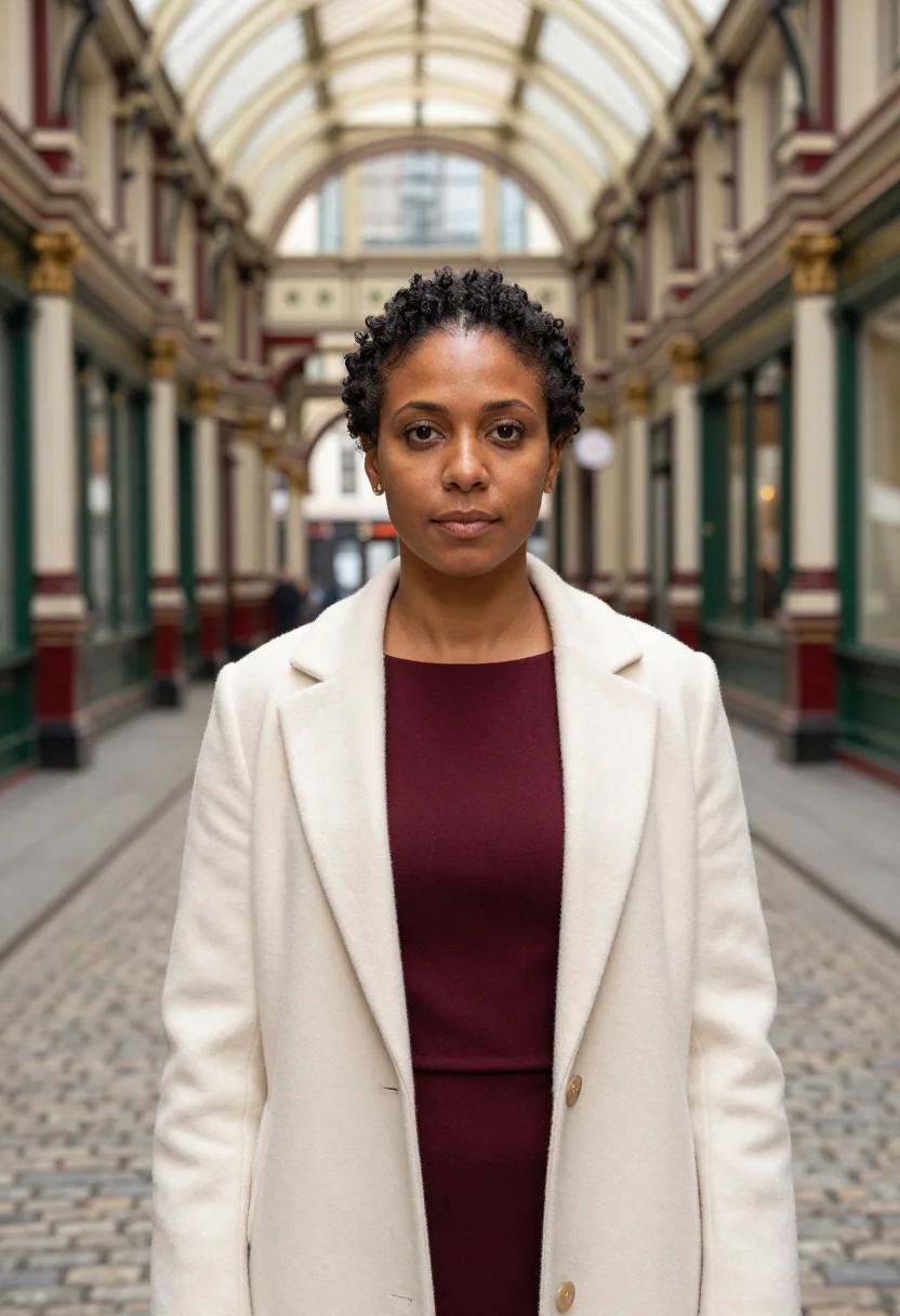 AI leadenhall market insurance broker palette sample — portrait of a woman, an insurance broker in her mid-forties