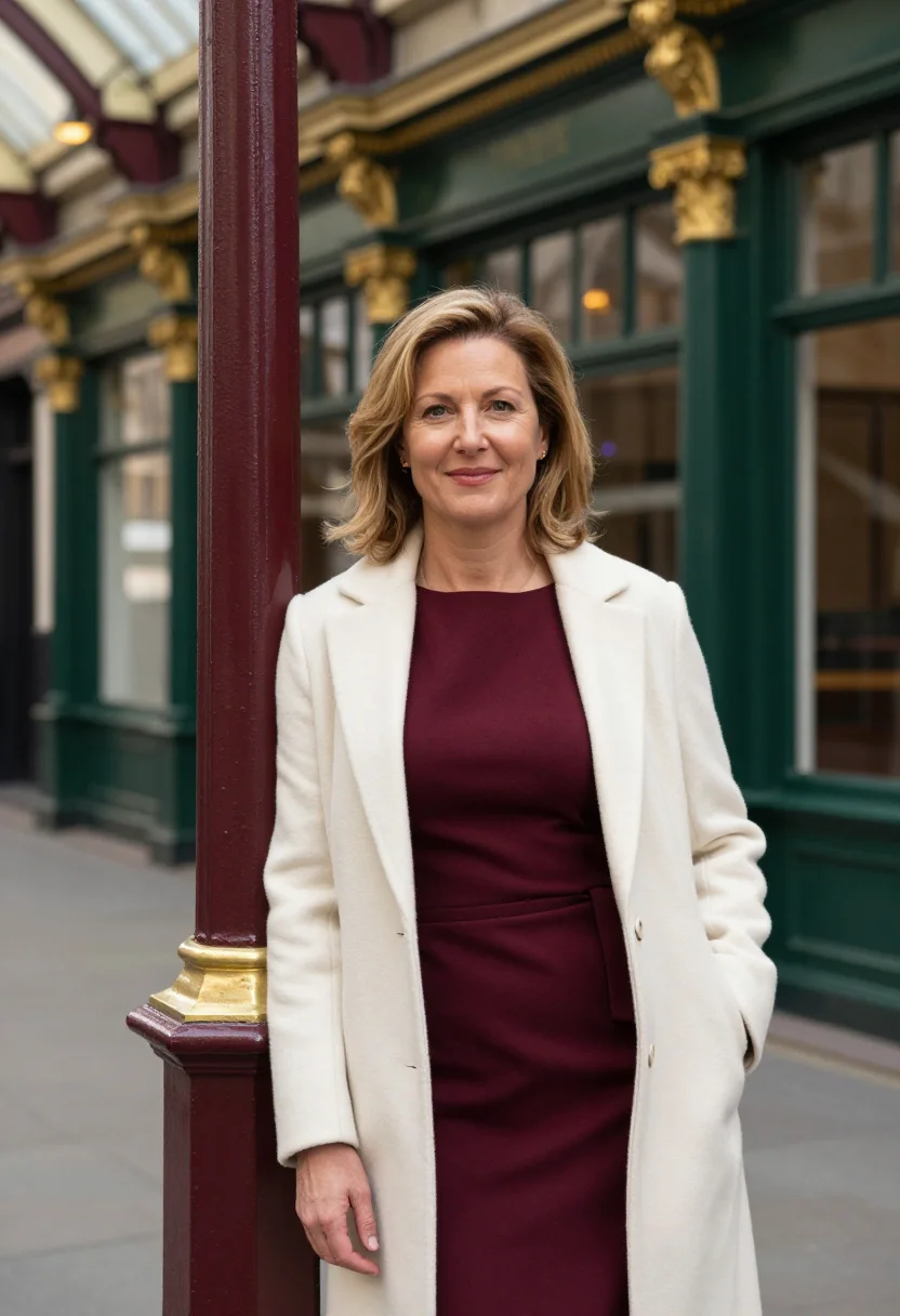 AI leadenhall market insurance broker palette sample — portrait of a woman, an insurance broker in her fifties with