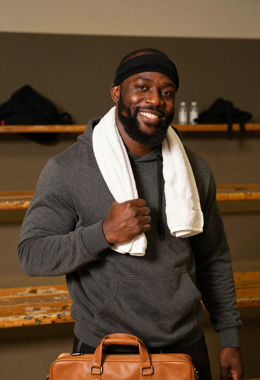 AI lebron tunnel sample — portrait of a man, chest-up photograph of a Black man with d