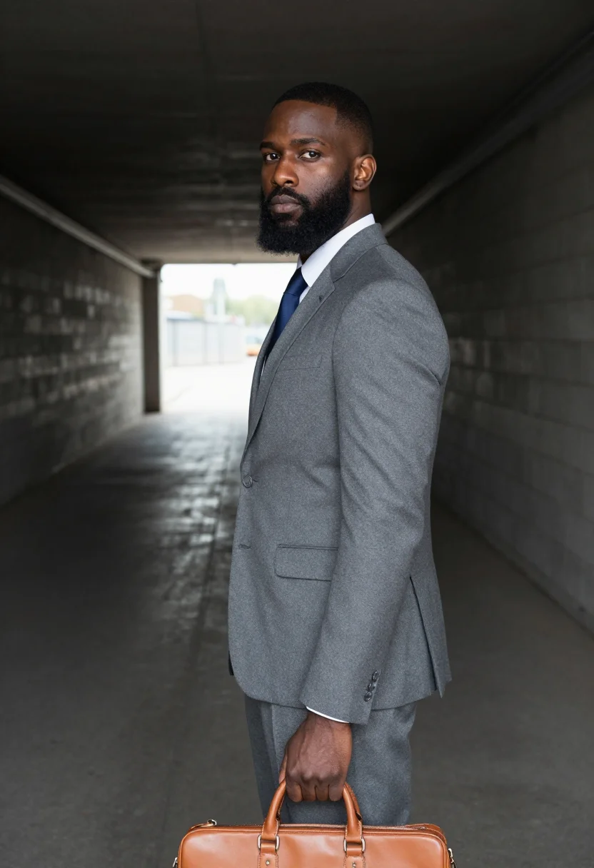 AI lebron tunnel sample — portrait of a man, half-length photograph of a Black man wit