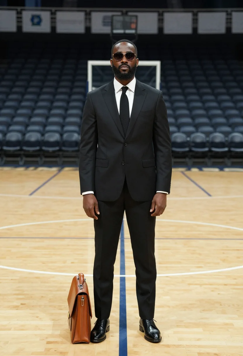 AI lebron tunnel sample — portrait of a man, full-length photograph of a Black man wit