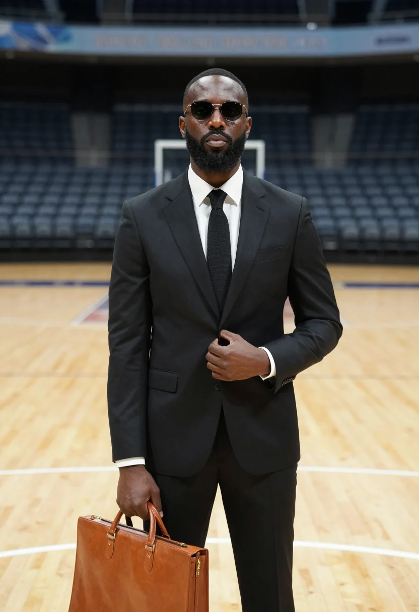 AI lebron tunnel sample — portrait of a man, half-length photograph of a Black man wit