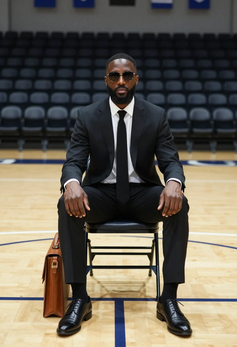AI lebron tunnel sample — portrait of a man, three-quarter-length photograph of a Blac