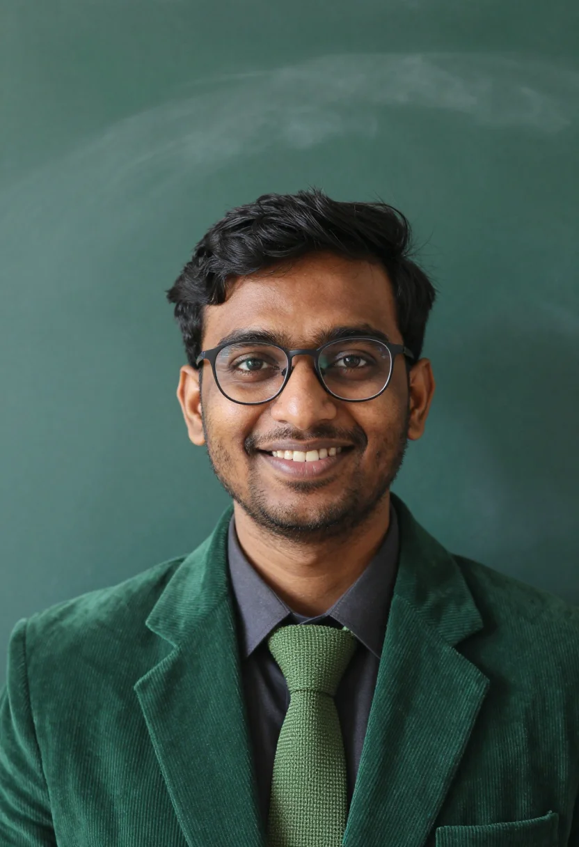 AI lecturer cord bottle sample — portrait of a man, tight headshot of an Indian man in his fo