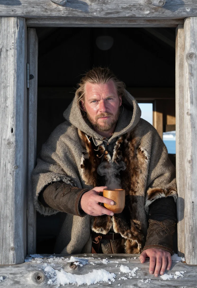 AI leif erikson sample — portrait of a man, chest-up portrait of a Norse man in his l