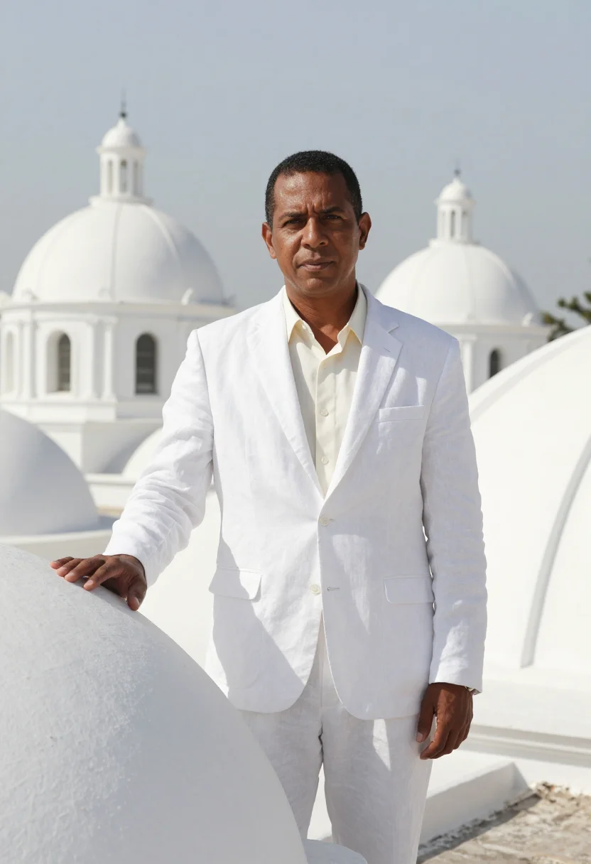 AI leon nicaragua professor cathedral white sample — portrait of a man, a Creole Nicaraguan professor in his mid-